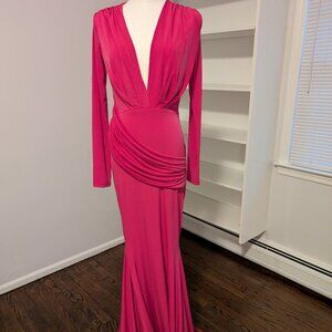 NWOT Pink Bodycon Dress w/Train Sz S